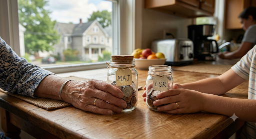 Two separate savings jars representing a married couple's individual HSA accounts