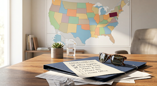A US map highlighting Georgia next to a tax document, illustrating Georgia's full conformity to federal HSA tax treatment